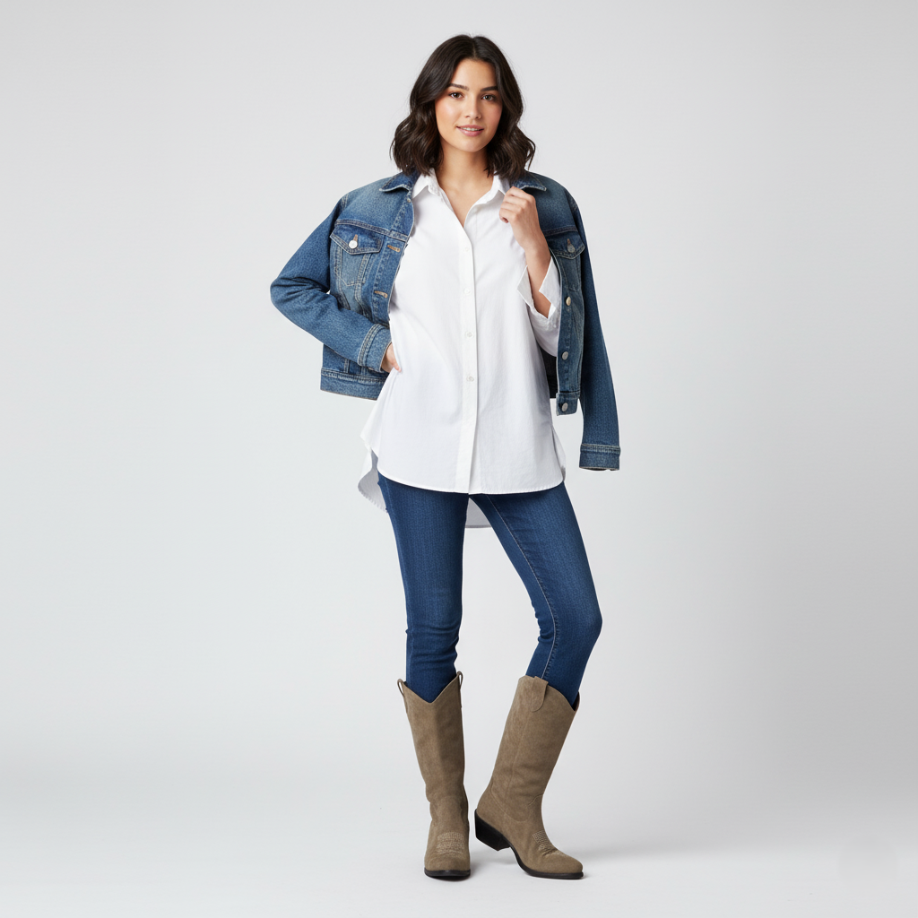 Stivale Donna Texano in Pelle Scamosciata Fango