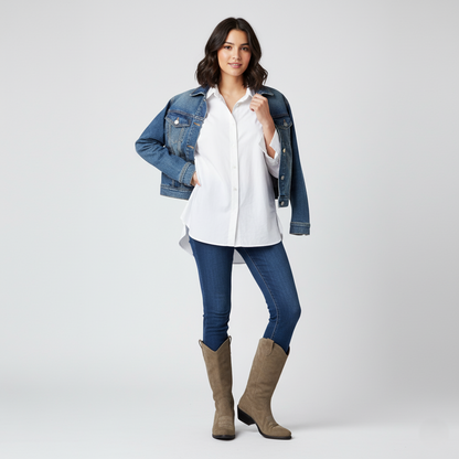 Stivale Donna Texano in Pelle Scamosciata Fango