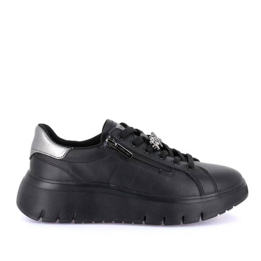 Sneakers Donna Grunland con accessorio in Pelle Nero