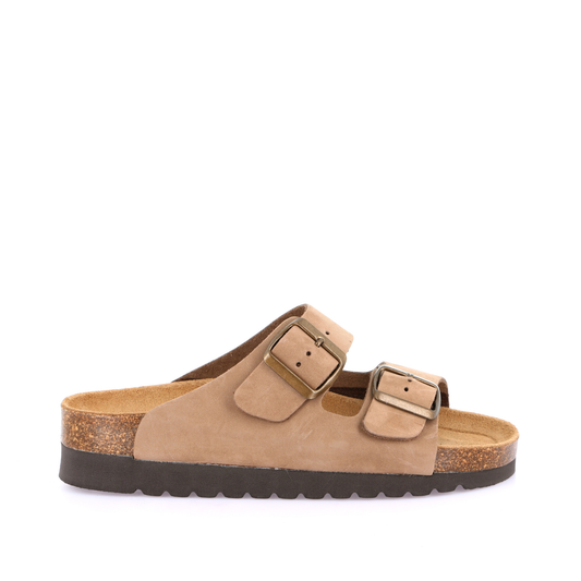 Scalzato Donna Grunland doppia fascia Taupe