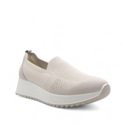 Sneakers Slip on Donna Enval in Tessuto Beige Leggere e Traspiranti