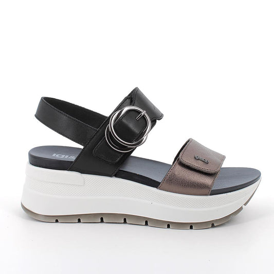 Sandalo Donna Igi&co Fusbet Doppia Fascia Strappo Nero/Bronzo