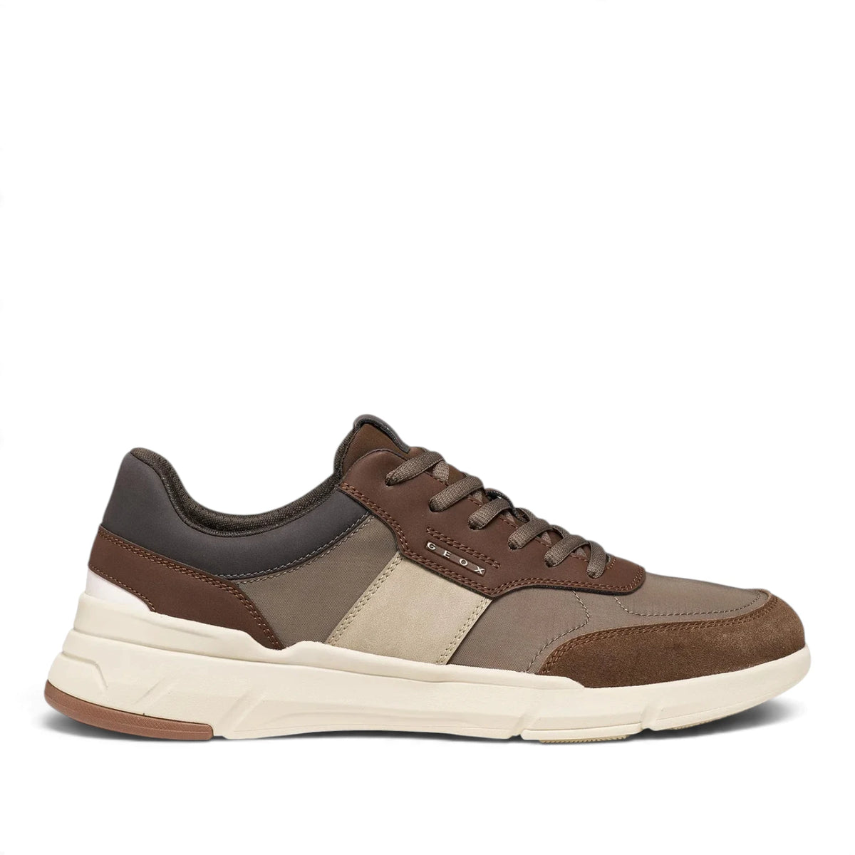 Sneakers Uomo Geox in Tessuto Marrone riporti in Scamosciato