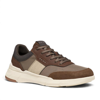 Sneakers Uomo Geox in Tessuto Marrone riporti in Scamosciato