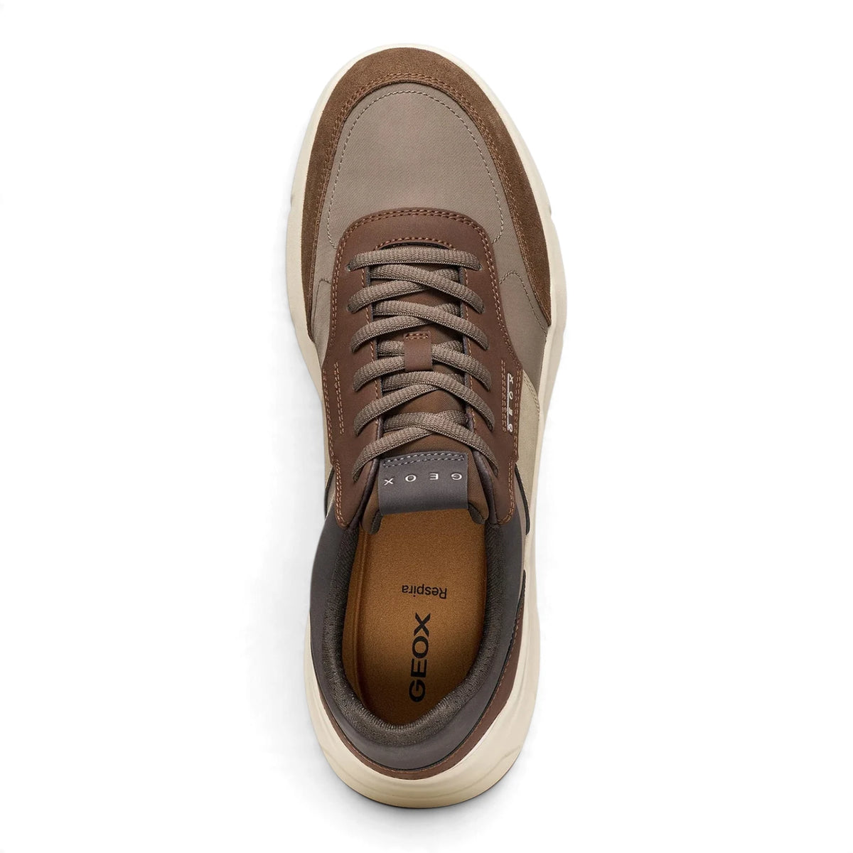 Sneakers Uomo Geox in Tessuto Marrone riporti in Scamosciato