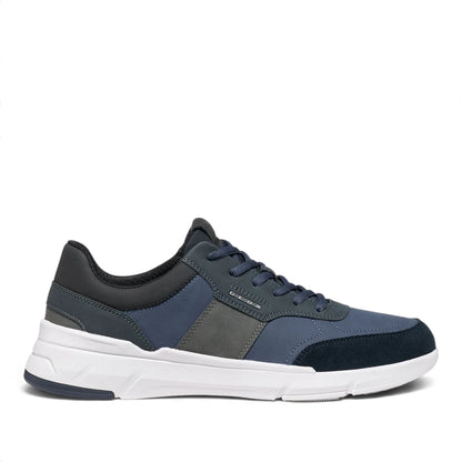 Sneakers Uomo Geox in Tessuto Blu riporti in Scamosciato