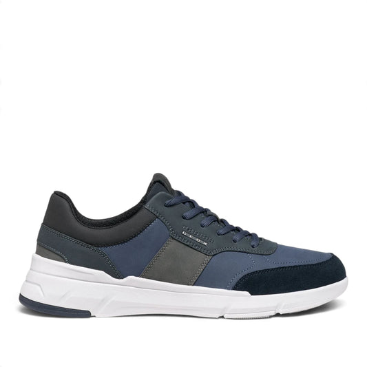 Sneakers Uomo Geox in Tessuto Blu riporti in Scamosciato