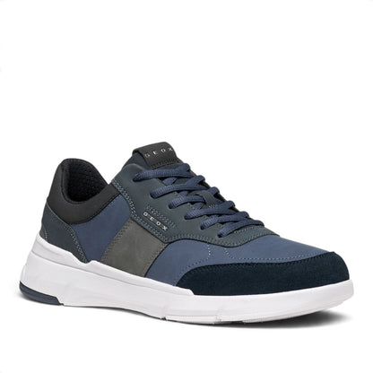 Sneakers Uomo Geox in Tessuto Blu riporti in Scamosciato