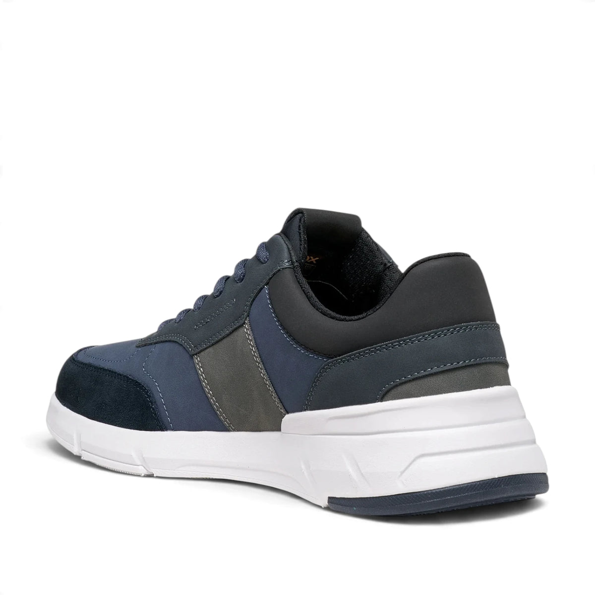 Sneakers Uomo Geox in Tessuto Blu riporti in Scamosciato