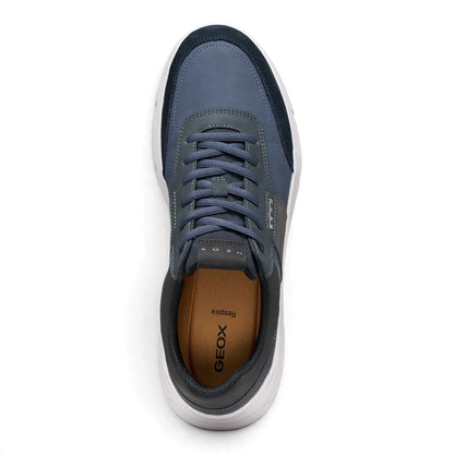 Sneakers Uomo Geox in Tessuto Blu riporti in Scamosciato