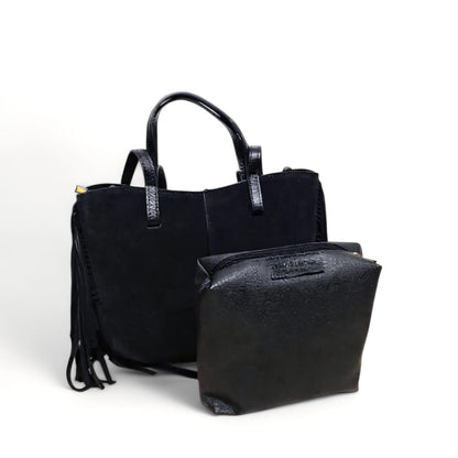 Borsa a Spalla in Pelle Scamosciata con frange Denise