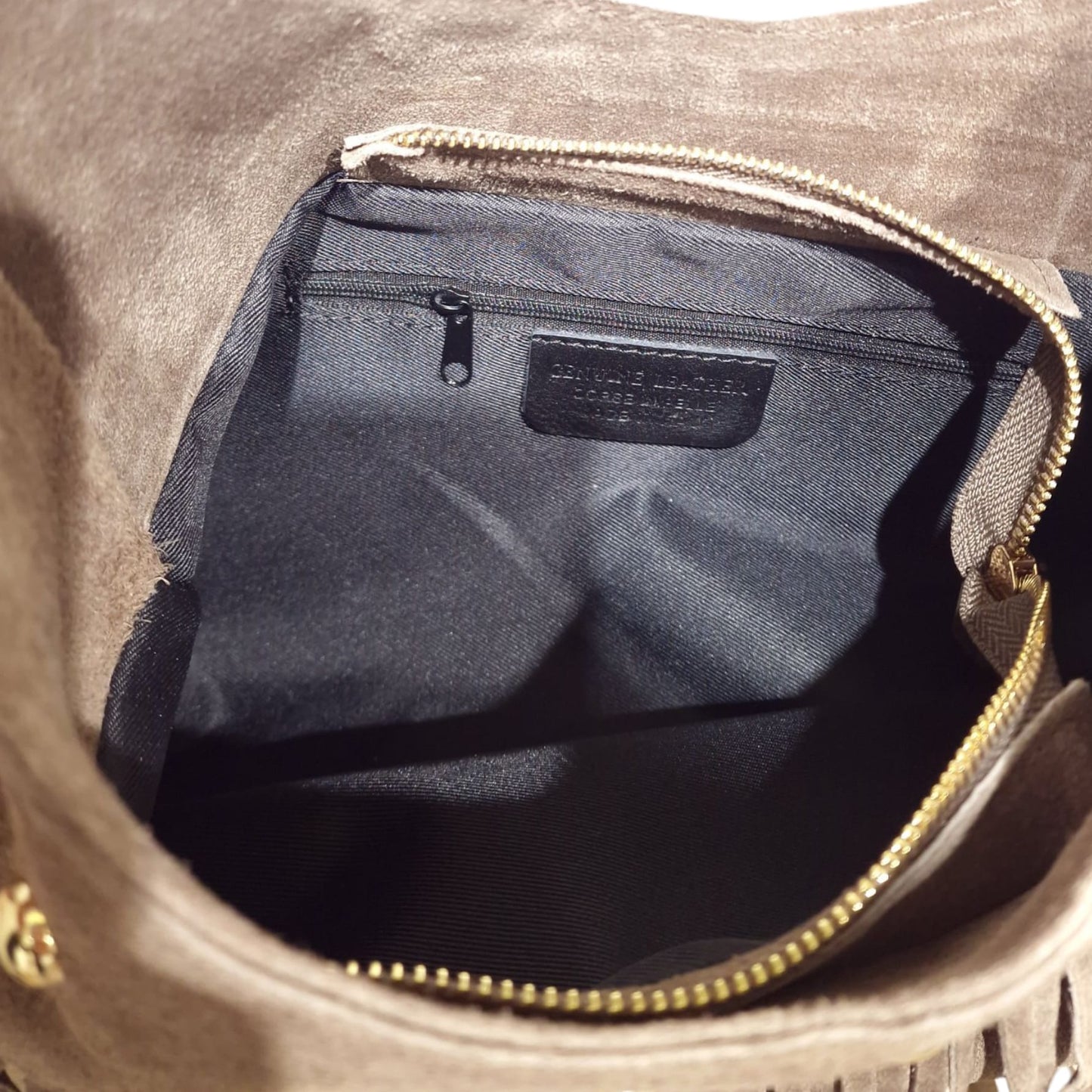 Borsa a Spalla in Pelle Scamosciata Borchiata Brenda