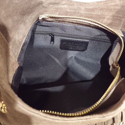 Borsa a Spalla in Pelle Scamosciata Borchiata Brenda