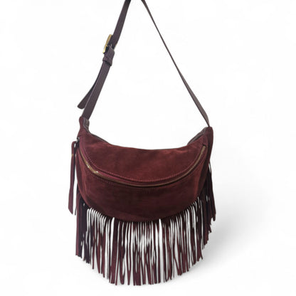 Tracolla in Pelle Scamosciata con Frange Scarlett