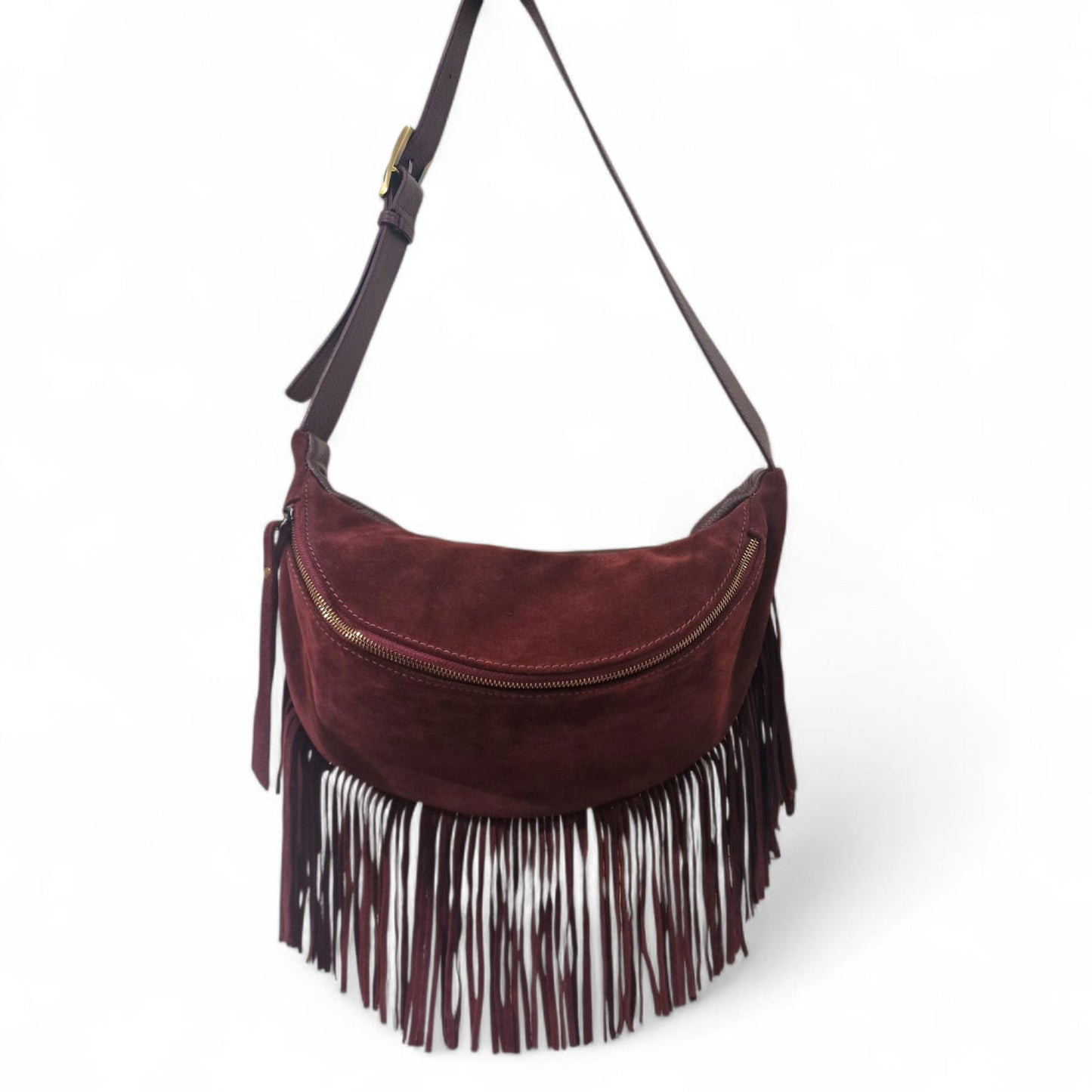 Tracolla in Pelle Scamosciata con Frange Scarlett