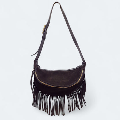 Tracolla in Pelle Scamosciata con Frange Scarlett