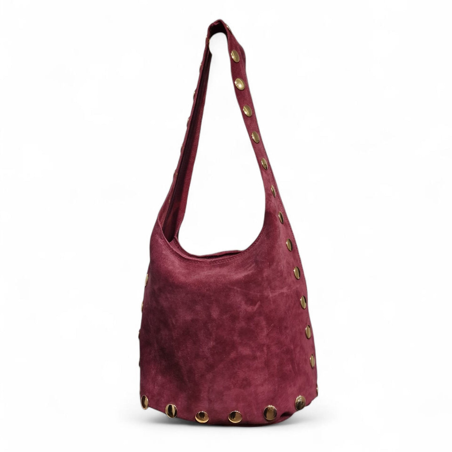 Borsa a Spalla Sacca in Pelle Scamosciata Borchiata Maury