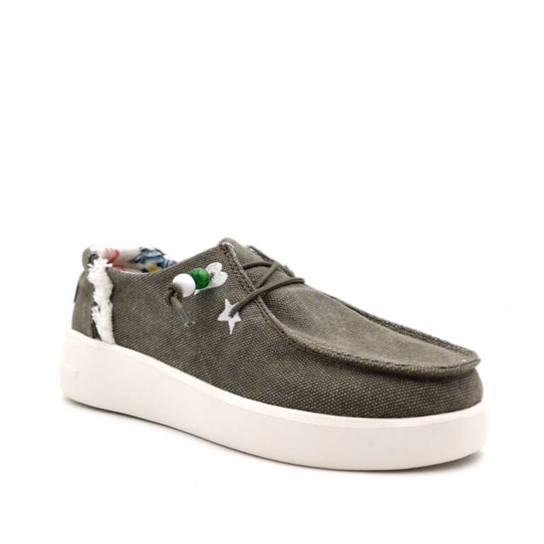 Mocassino Donna in Tessuto Verde Stone
