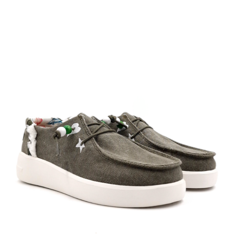 Mocassino Donna in Tessuto Verde Stone