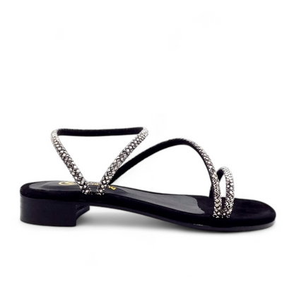 Sandalo Bracciale Brillantinato Nero