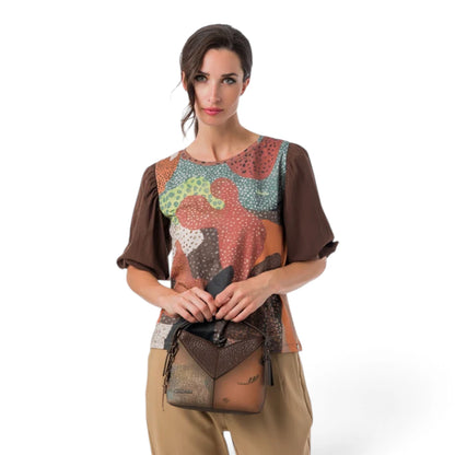 Borsa Donna Anekke Voyage in Ecopelle Manico Corto e Tracolla