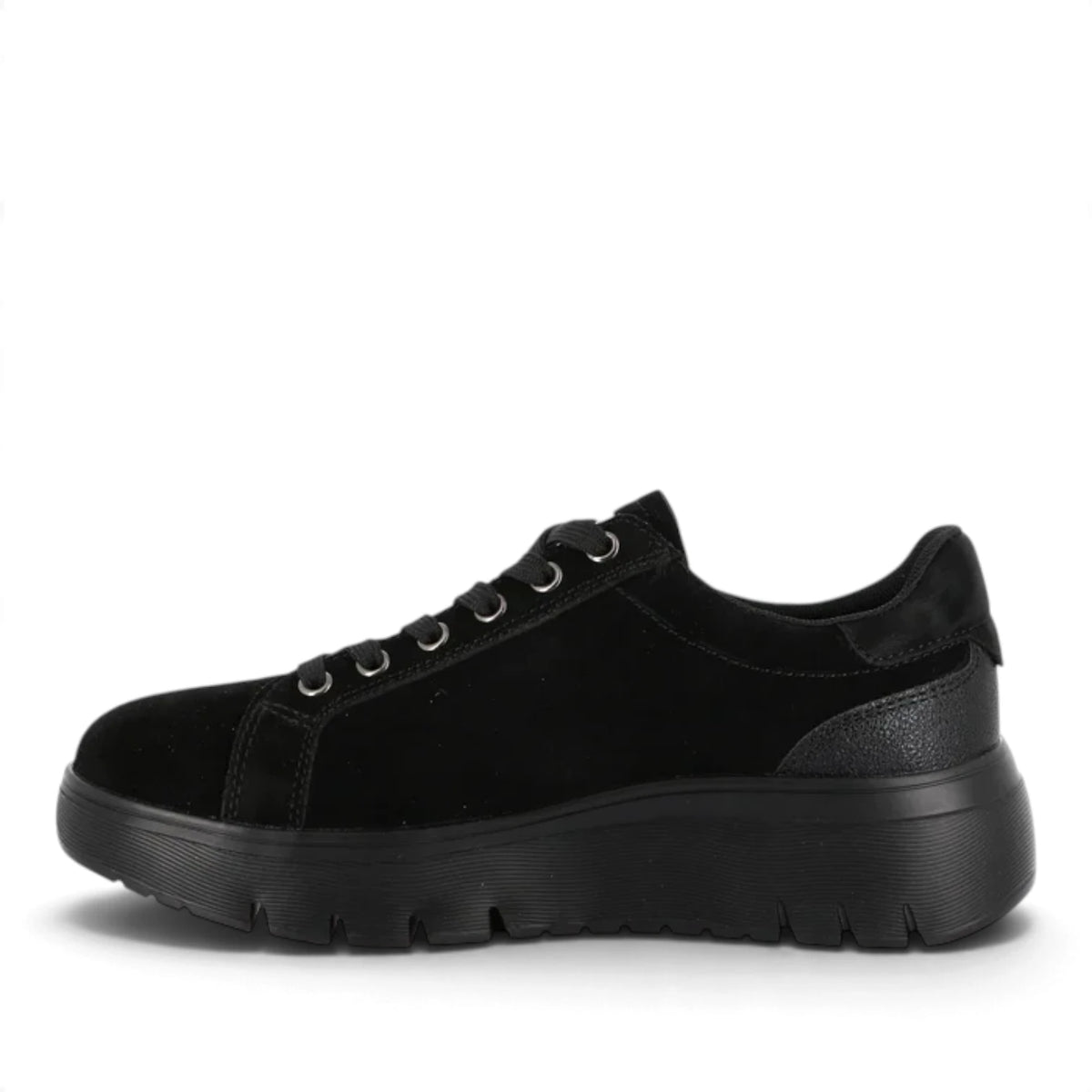 Sneakers Donna Grunland in Pelle Scamosciata Nero con Zip - Fondo Flessibile ed Ergonomico