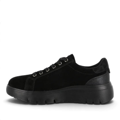 Sneakers Donna Grunland in Pelle Scamosciata Nero con Zip - Fondo Flessibile ed Ergonomico