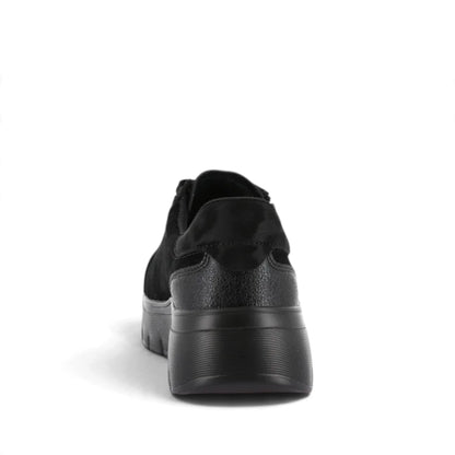Sneakers Donna Grunland in Pelle Scamosciata Nero con Zip - Fondo Flessibile ed Ergonomico