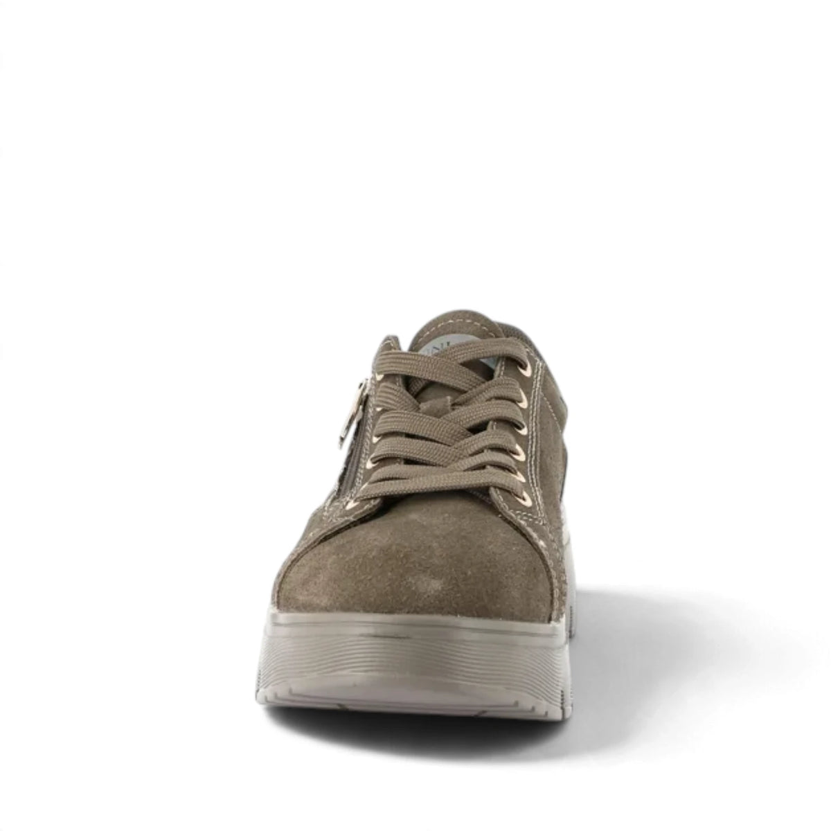 Sneakers Donna Grunland in Pelle Scamosciata Taupe con Zip - Fondo Flessibile ed Ergonomico