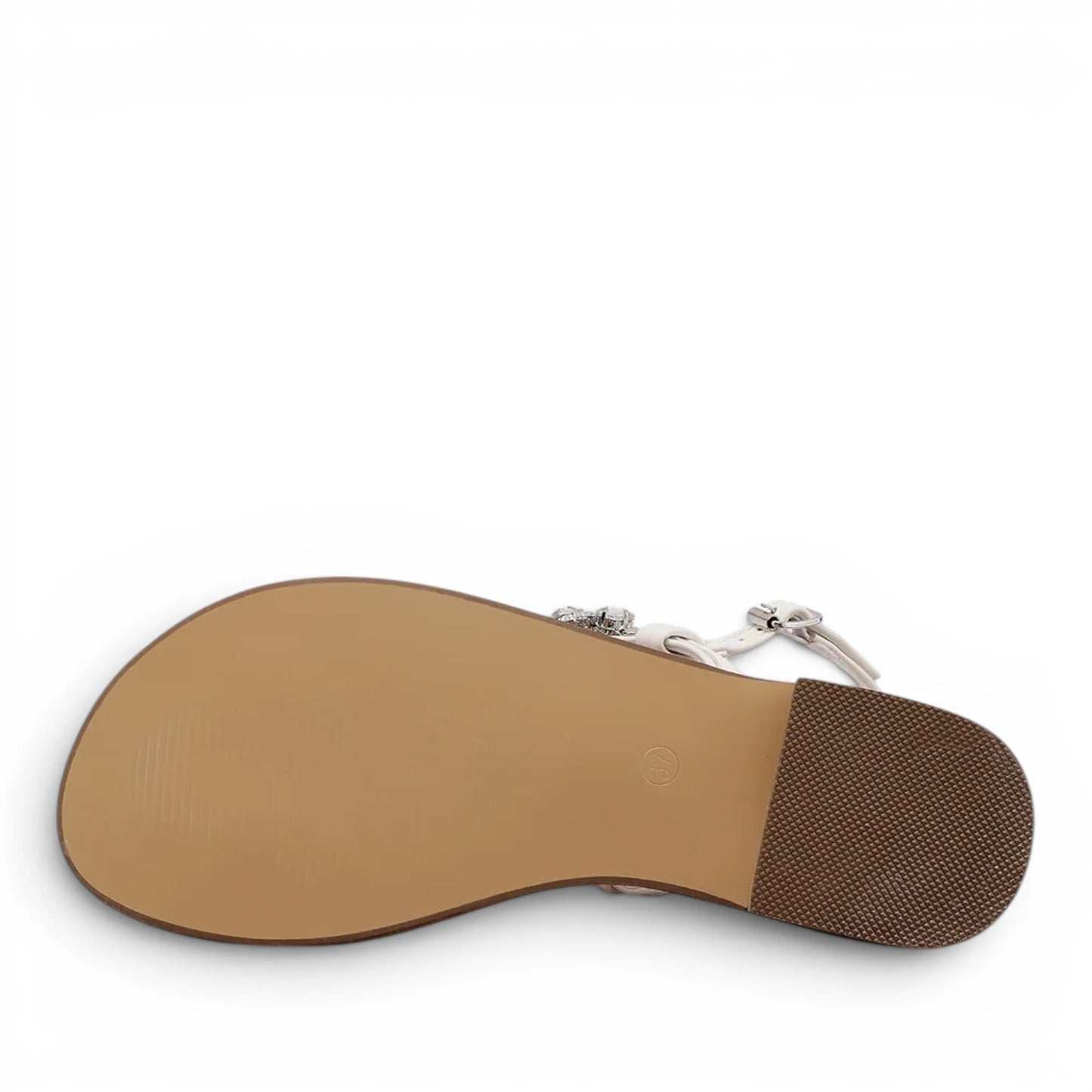 Sandalo Gioiello Donna Flat infradito Bianco e Plantare Soft in pelle
