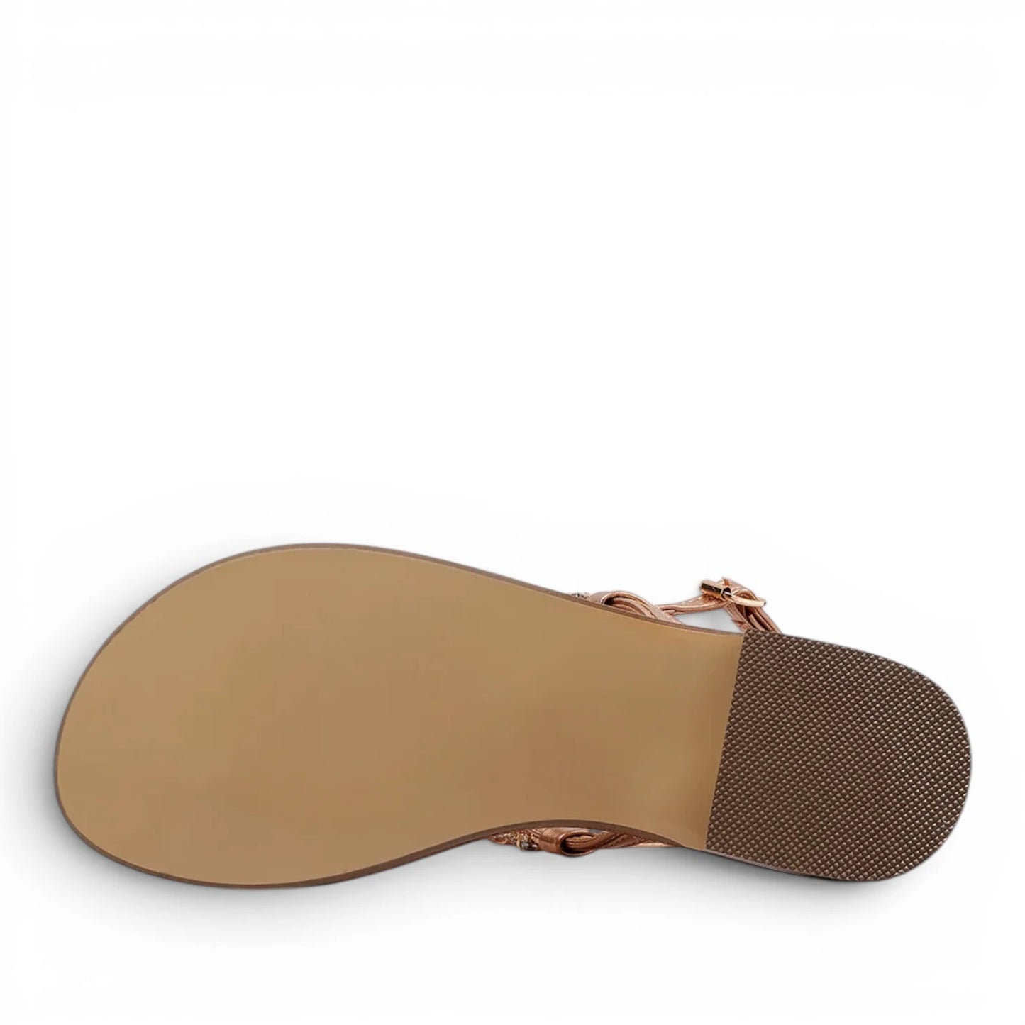 Sandalo Gioiello Donna Flat infradito Laminato Champagne e Plantare Soft in pelle