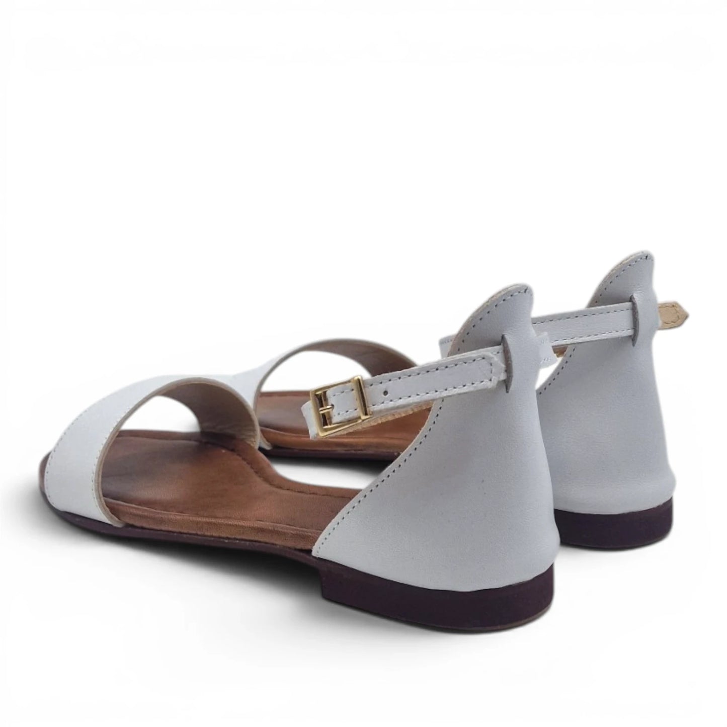 Sandalo Donna Scarpine Italiane Fascia in Pelle Bianco con Sottopiede Imbottito