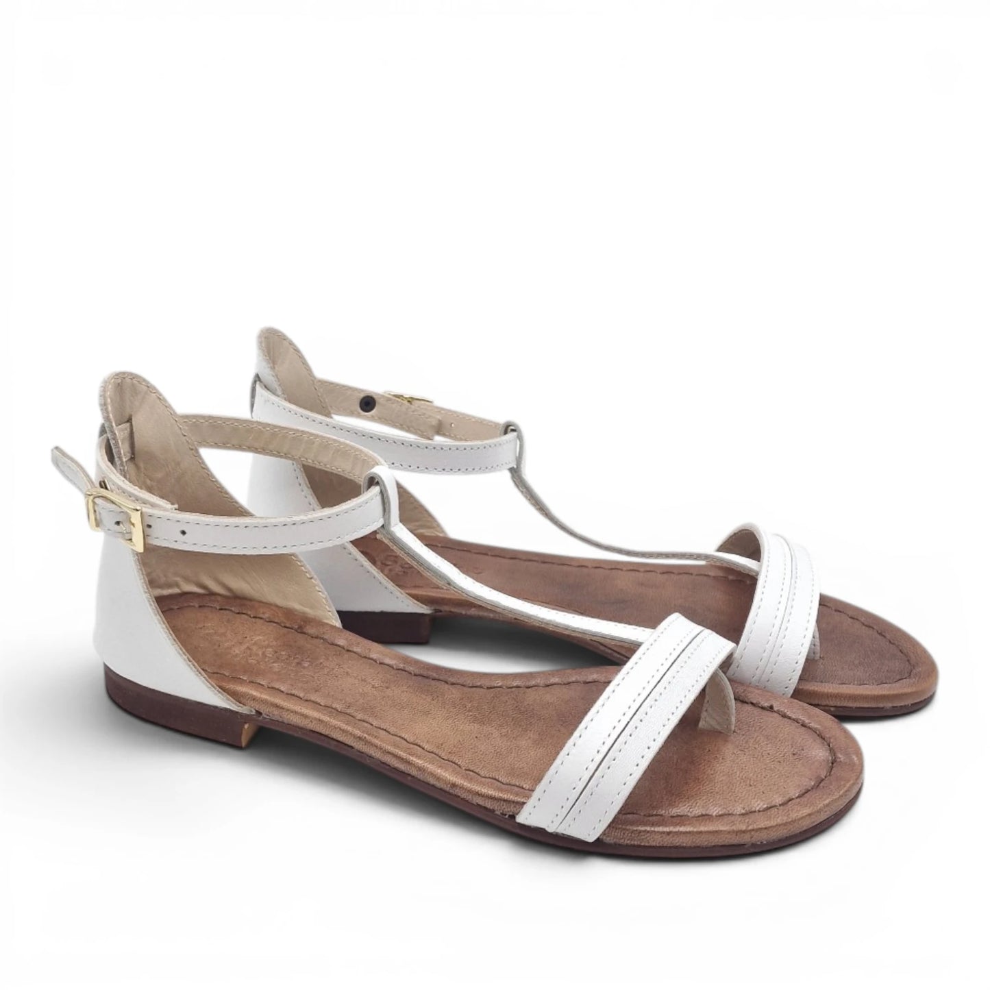 Sandalo Donna Scarpine Italiane infradito in Pelle Bianco con Sottopiede Imbottito