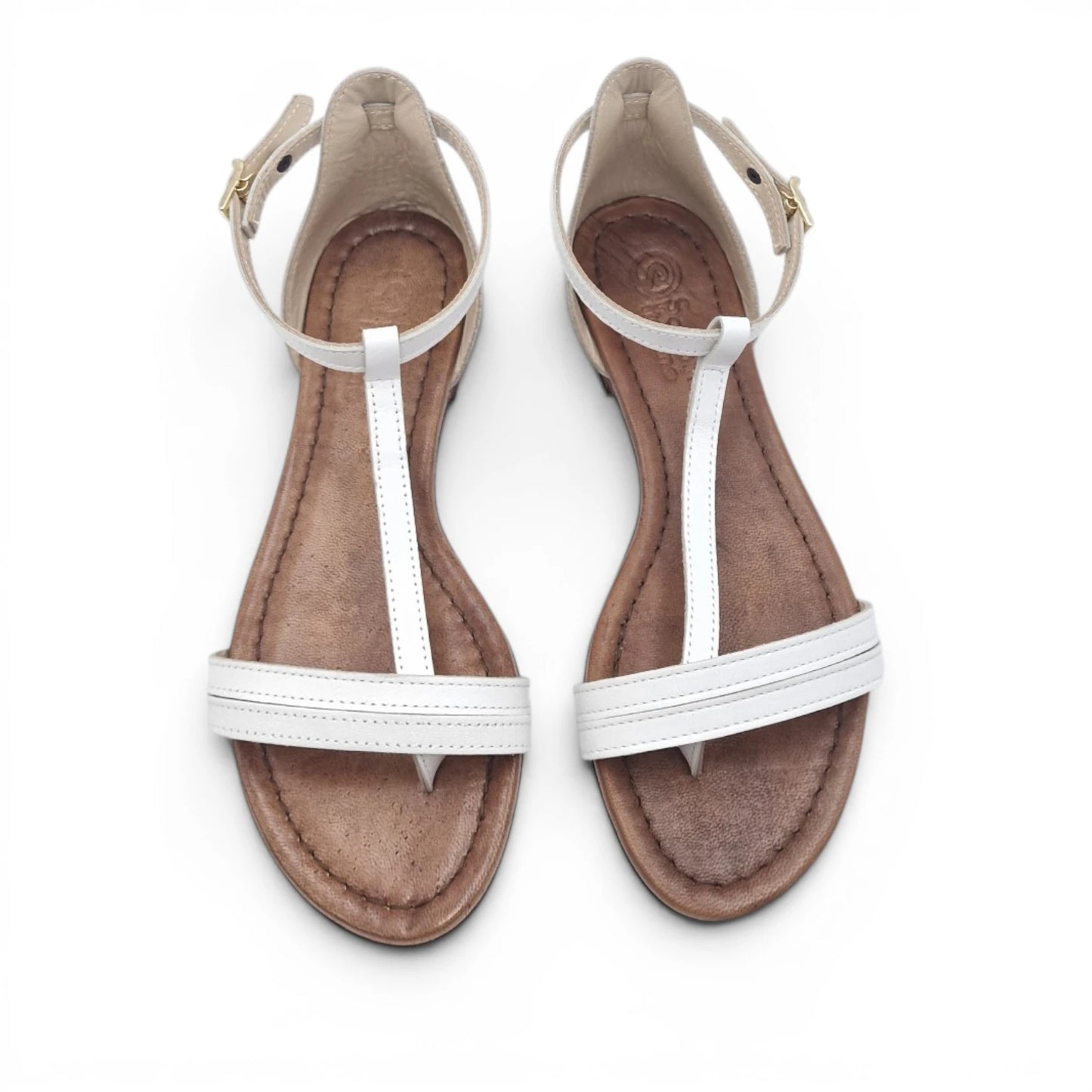 Sandalo Donna Scarpine Italiane infradito in Pelle Bianco con Sottopiede Imbottito