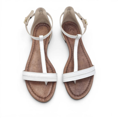Sandalo Donna Scarpine Italiane infradito in Pelle Bianco con Sottopiede Imbottito
