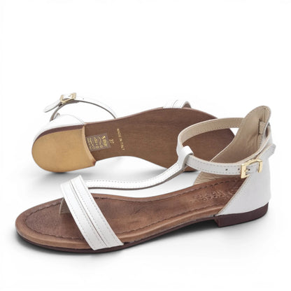 Sandalo Donna Scarpine Italiane infradito in Pelle Bianco con Sottopiede Imbottito