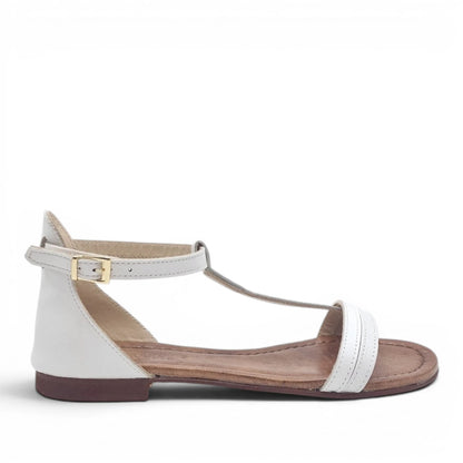 Sandalo Donna Scarpine Italiane infradito in Pelle Bianco con Sottopiede Imbottito