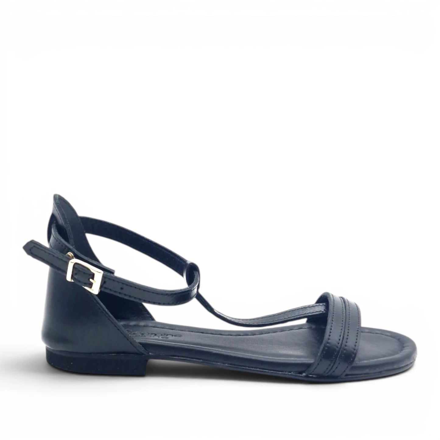 Sandalo Donna Scarpine Italiane infradito in Pelle Nero con Sottopiede Imbottito
