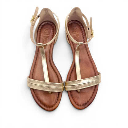 Sandalo Donna Scarpine Italiane infradito in Pelle Laminata Platino con Sottopiede Imbottito