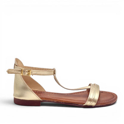 Sandalo Donna Scarpine Italiane infradito in Pelle Laminata Platino con Sottopiede Imbottito