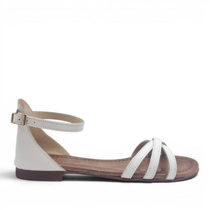 Sandalo Donna Scarpine Italiane Ragnetto in Pelle Bianco con Sottopiede Imbottito