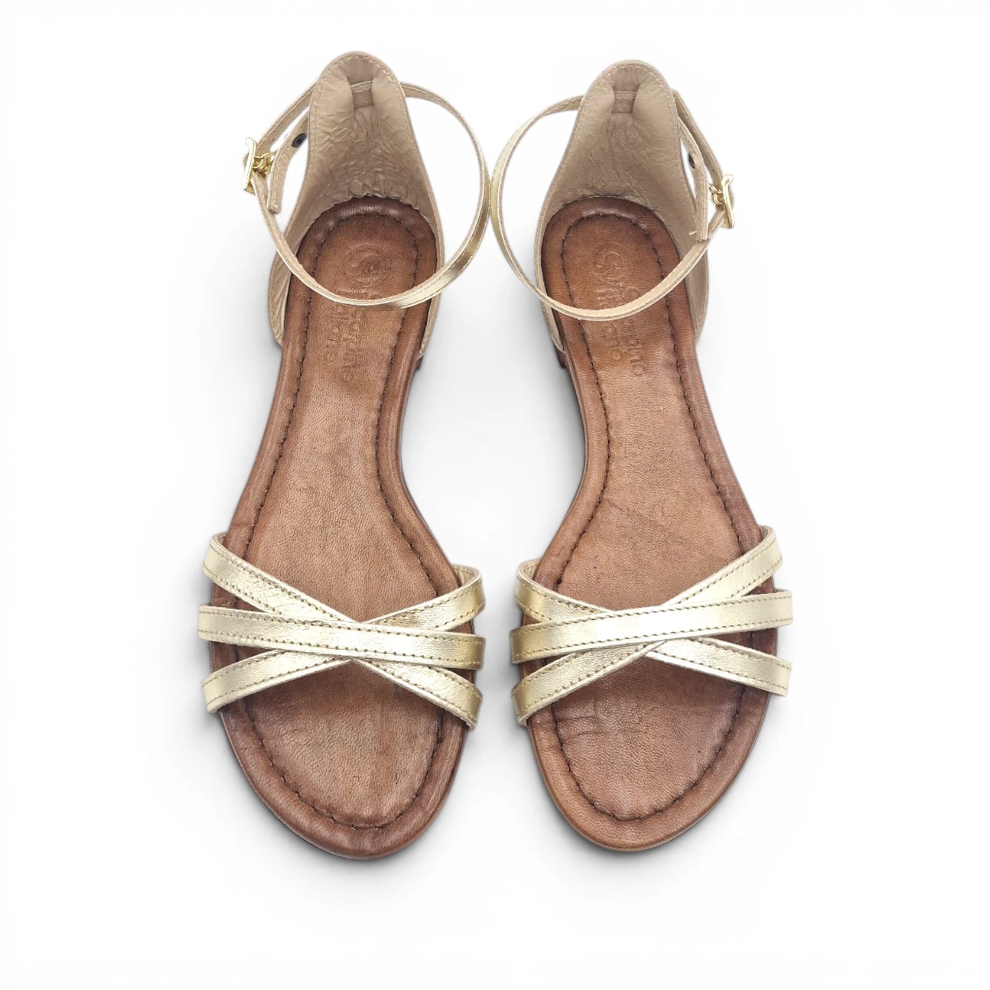 Sandalo Donna Scarpine Italiane Ragnetto in Pelle Platino con Sottopiede Imbottito