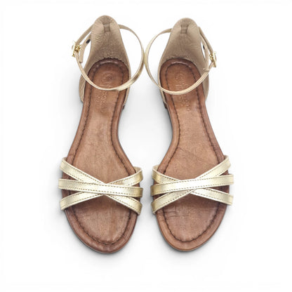 Sandalo Donna Scarpine Italiane Ragnetto in Pelle Platino con Sottopiede Imbottito