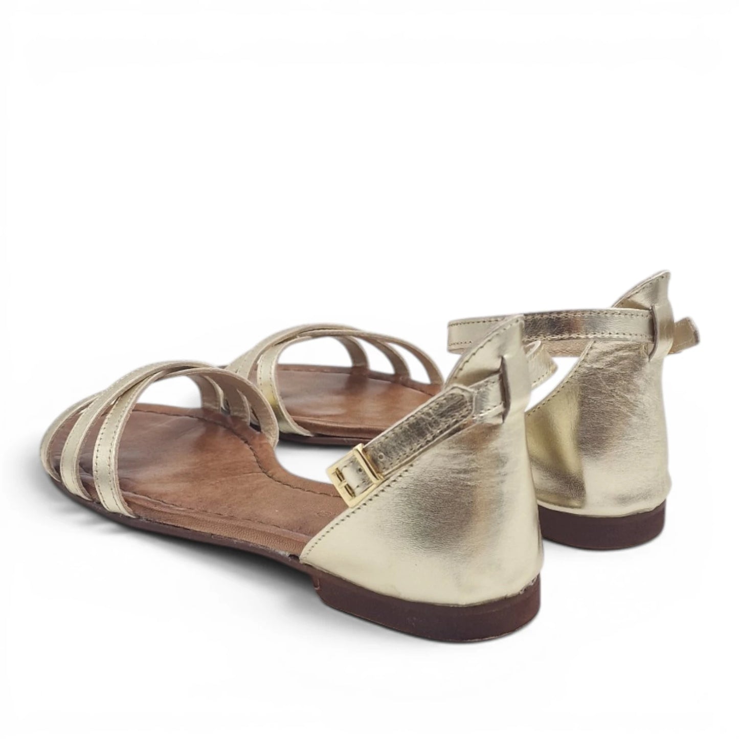 Sandalo Donna Scarpine Italiane Ragnetto in Pelle Platino con Sottopiede Imbottito