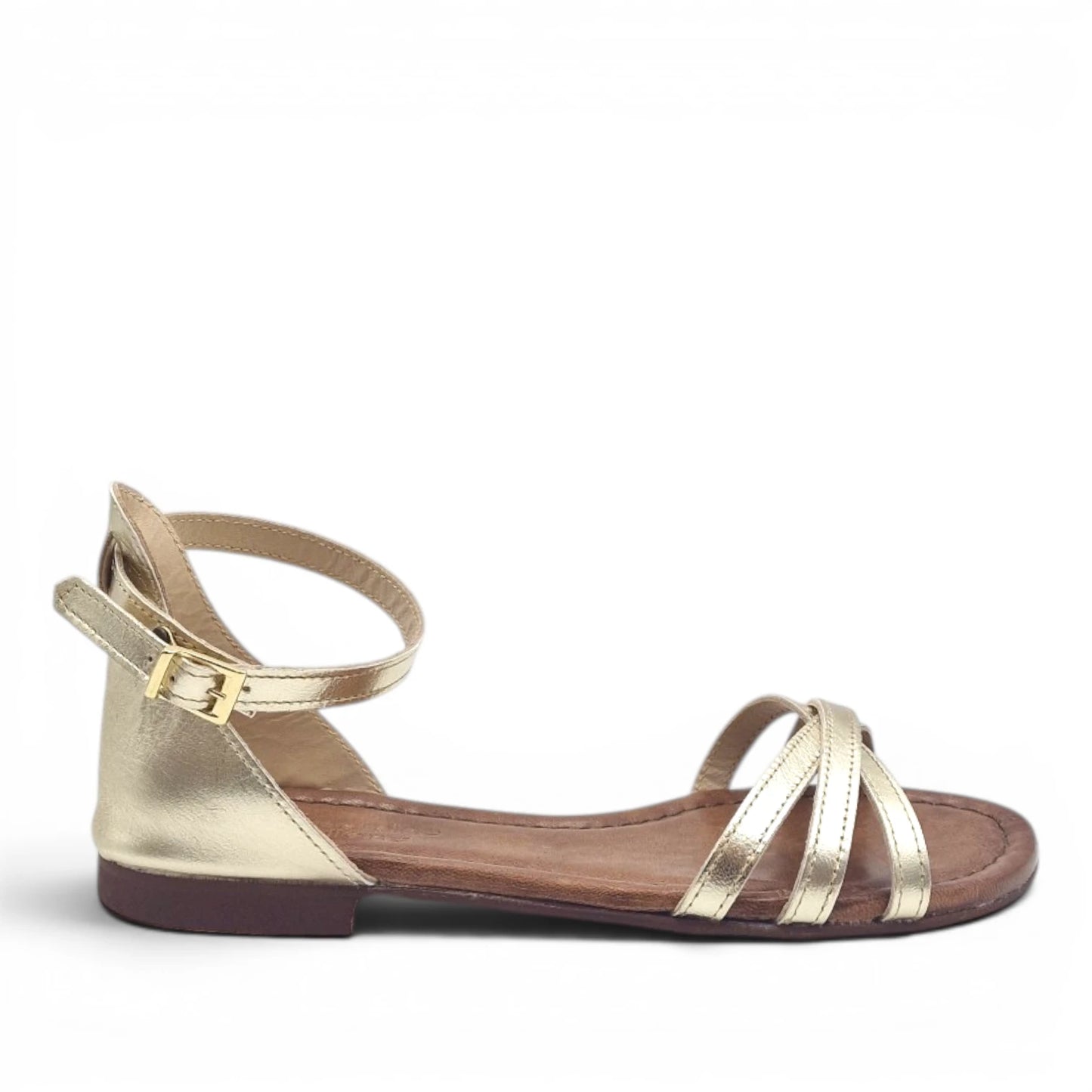 Sandalo Donna Scarpine Italiane Ragnetto in Pelle Platino con Sottopiede Imbottito