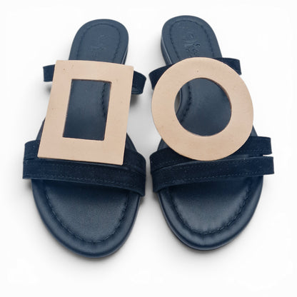 Sandalo Donna Scalzato Scarpine Italiane Greece in Pelle Nero riporti Beige con Sottopiede Imbottito