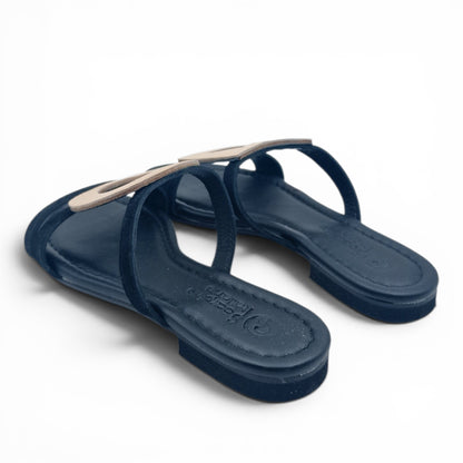 Sandalo Donna Scalzato Scarpine Italiane Greece in Pelle Nero riporti Beige con Sottopiede Imbottito