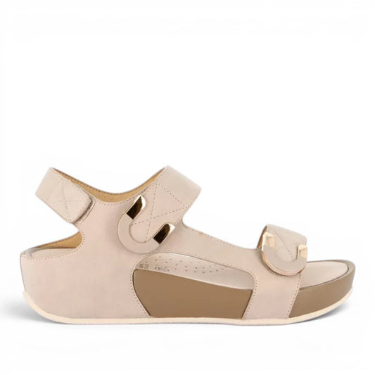 Sandalo Donna con zeppa Grunland doppia fascia Beige