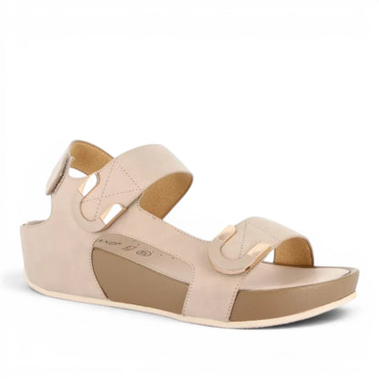 Sandalo Donna con zeppa Grunland doppia fascia Beige