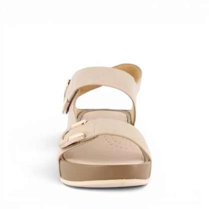 Sandalo Donna con zeppa Grunland doppia fascia Beige